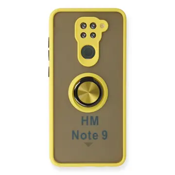 Xiaomi Redmi Note 9 Kılıf Montreal Yüzüklü Silikon Kapak - Sarı