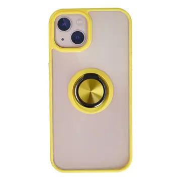 İphone 15 Kılıf Montreal Yüzüklü Silikon Kapak - Sarı