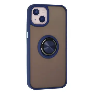 İphone 15 Kılıf Montreal Yüzüklü Silikon Kapak - Lacivert