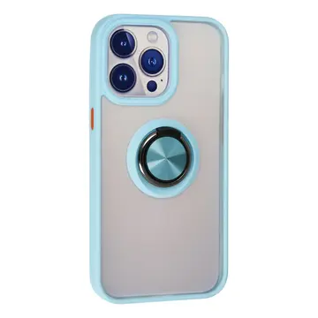 İphone 15 Pro Kılıf Montreal Yüzüklü Silikon Kapak - Buz Mavi