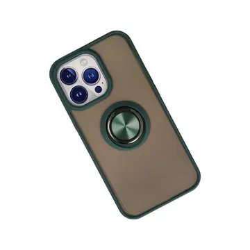 İphone 15 Pro Kılıf Montreal Yüzüklü Silikon Kapak - Yeşil