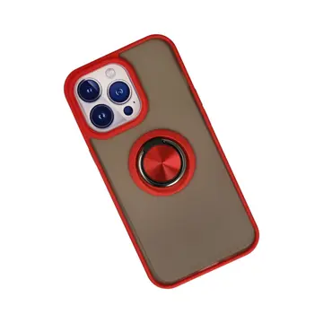 İphone 15 Pro Kılıf Montreal Yüzüklü Silikon Kapak - Kırmızı