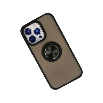 İphone 15 Pro Max Kılıf Montreal Yüzüklü Silikon Kapak - Siyah