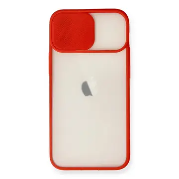 İphone 11 Kılıf Palm Buzlu Kamera Sürgülü Silikon - Kırmızı