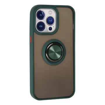 İphone 15 Pro Max Kılıf Montreal Yüzüklü Silikon Kapak - Yeşil