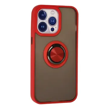 İphone 15 Pro Max Kılıf Montreal Yüzüklü Silikon Kapak - Kırmızı