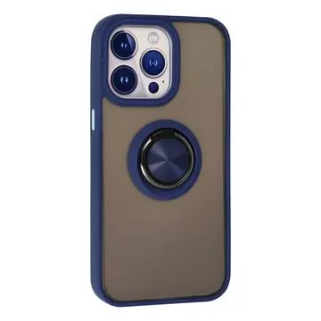 İphone 15 Pro Max Kılıf Montreal Yüzüklü Silikon Kapak - Lacivert