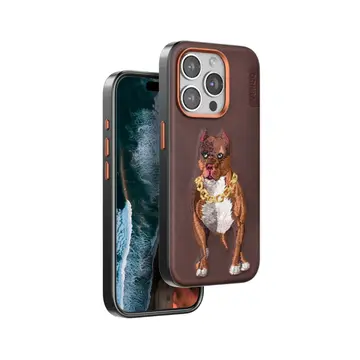 Venco  İphone 15 Pro Perma Desenli Kapak - Kahverengi