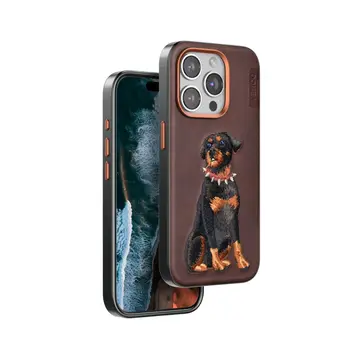 Venco  İphone 15 Pro Perma Desenli Kapak - Koyu Kahve