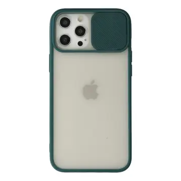 İphone 12 Pro Max Kılıf Palm Buzlu Kamera Sürgülü Silikon - Yeşil