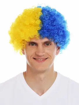 Siyah Beyaz Kıvırcık Afro Bonus Peruk Taraftar Bonus Saç