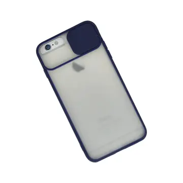 İphone 6 Plus Kılıf Palm Buzlu Kamera Sürgülü Silikon - Lacivert