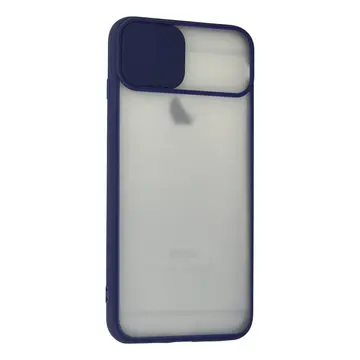 İphone 6 Plus Kılıf Palm Buzlu Kamera Sürgülü Silikon - Lacivert