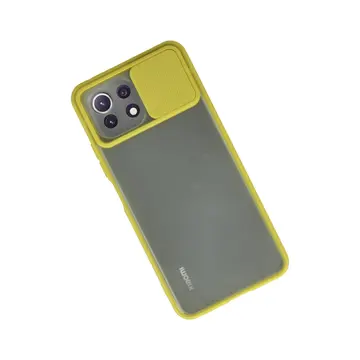 Xiaomi Mi 11 Lite Kılıf Palm Buzlu Kamera Sürgülü Silikon - Sarı