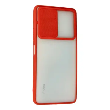 Xiaomi Redmi Note 10 Pro Kılıf Palm Buzlu Kamera Sürgülü Silikon - Kırmızı