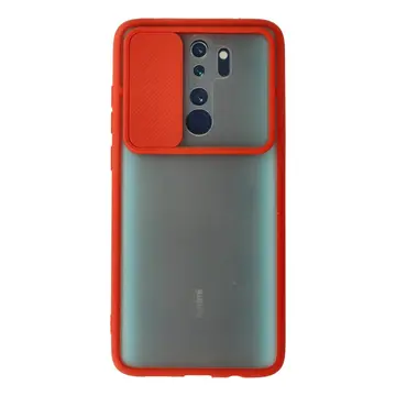 Xiaomi Redmi Note 8 Pro Kılıf Palm Buzlu Kamera Sürgülü Silikon - Kırmızı