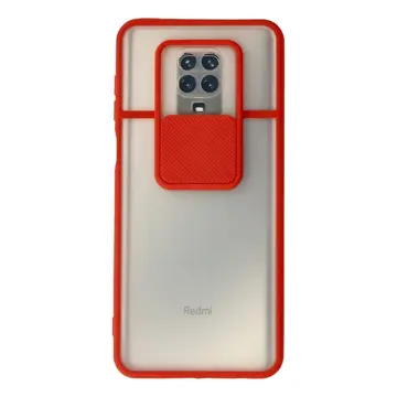 Xiaomi Redmi Note 9 Pro Kılıf Palm Buzlu Kamera Sürgülü Silikon - Kırmızı