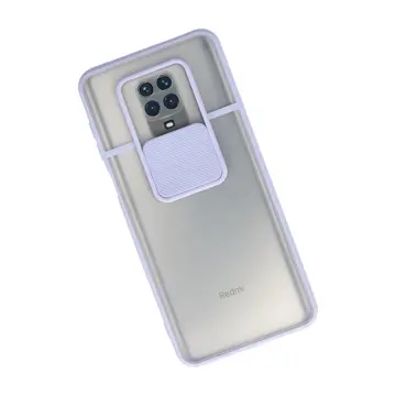 Xiaomi Redmi Note 9 Pro Kılıf Palm Buzlu Kamera Sürgülü Silikon - Lila