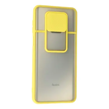 Xiaomi Redmi Note 9 Pro Kılıf Palm Buzlu Kamera Sürgülü Silikon - Sarı
