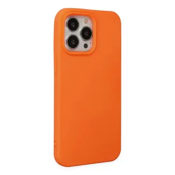 İphone 15 Pro Kılıf Nano İçi Kadife Silikon - Turuncu