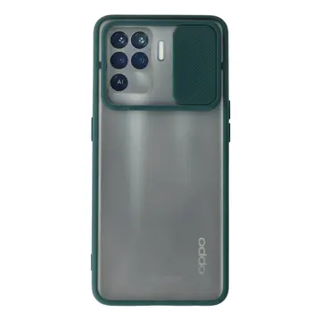 Oppo Reno 5 Lite Kılıf Palm Buzlu Kamera Sürgülü Silikon - Yeşil