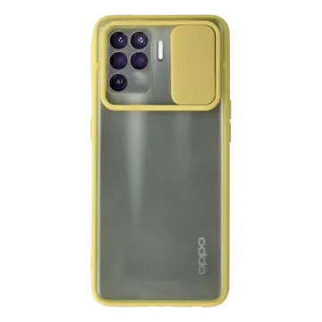 Oppo Reno 5 Lite Kılıf Palm Buzlu Kamera Sürgülü Silikon - Sarı