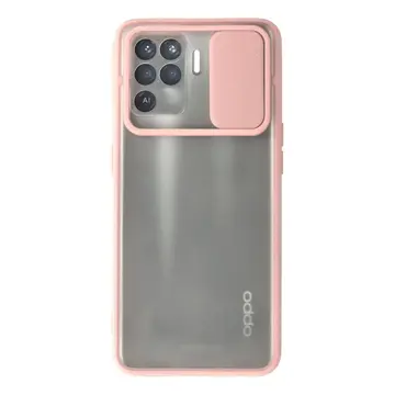 Oppo Reno 5 Lite Kılıf Palm Buzlu Kamera Sürgülü Silikon - Pembe