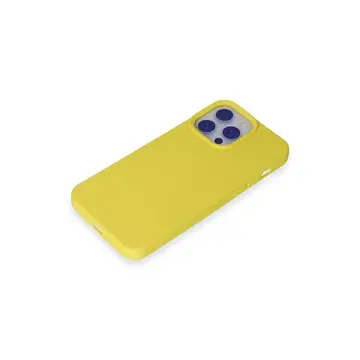 İphone 15 Pro Max Kılıf Nano İçi Kadife Silikon - Sarı