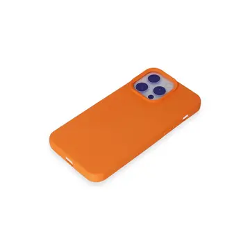 İphone 15 Pro Max Kılıf Nano İçi Kadife Silikon - Turuncu