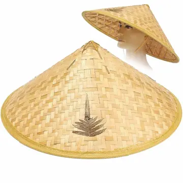 Naturel Renk Cambodia Kamboçyalı Vietnam Şapkası Pvc Hasır