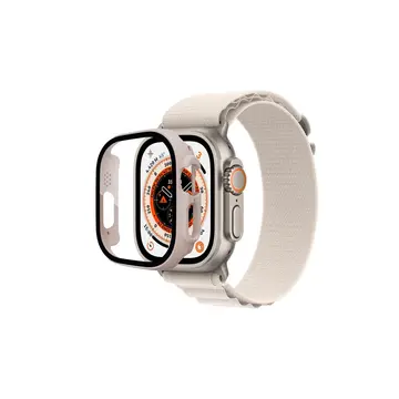 Watch Ultra 49mm Desert Camlı Kasa Ekran Koruyucu - Metalik Gold