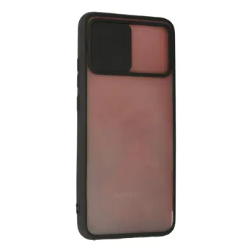 Samsung Galaxy A02s Kılıf Palm Buzlu Kamera Sürgülü Silikon - Siyah