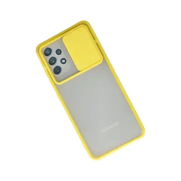 Samsung Galaxy A52 Kılıf Palm Buzlu Kamera Sürgülü Silikon - Sarı