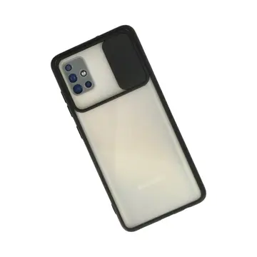 Samsung Galaxy A71 Kılıf Palm Buzlu Kamera Sürgülü Silikon - Siyah