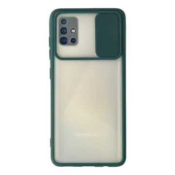 Samsung Galaxy A71 Kılıf Palm Buzlu Kamera Sürgülü Silikon - Yeşil