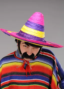 Sombrero Meksika Şapkası Renkli Örme Hasır Yetişkin Boy