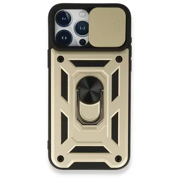 İphone 15 Pro Kılıf Pars Lens Yüzüklü Silikon - Gold