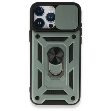 İphone 15 Pro Kılıf Pars Lens Yüzüklü Silikon - Yeşil