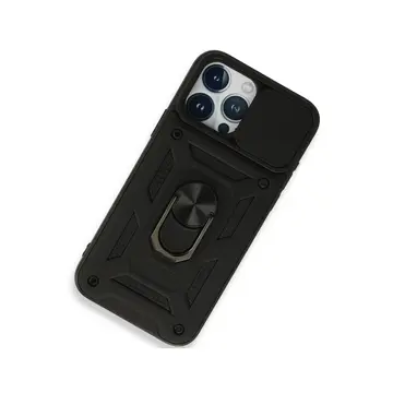 İphone 15 Pro Max Kılıf Pars Lens Yüzüklü Silikon - Siyah