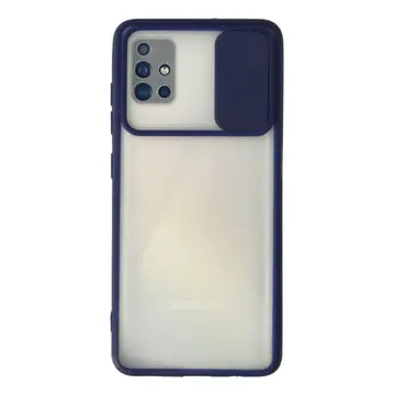 Samsung Galaxy A71 Kılıf Palm Buzlu Kamera Sürgülü Silikon - Lacivert