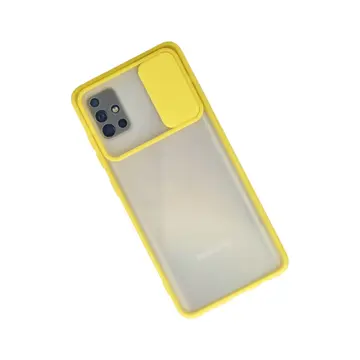 Samsung Galaxy A71 Kılıf Palm Buzlu Kamera Sürgülü Silikon - Sarı