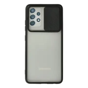 Samsung Galaxy A72 Kılıf Palm Buzlu Kamera Sürgülü Silikon - Siyah