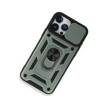 İphone 15 Pro Max Kılıf Pars Lens Yüzüklü Silikon - Yeşil