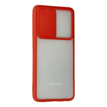 Samsung Galaxy A72 Kılıf Palm Buzlu Kamera Sürgülü Silikon - Kırmızı