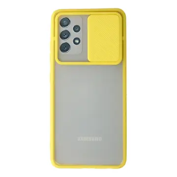 Samsung Galaxy A72 Kılıf Palm Buzlu Kamera Sürgülü Silikon - Sarı