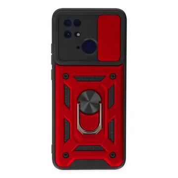 Xiaomi Redmi 10c Kılıf Pars Lens Yüzüklü Silikon - Kırmızı