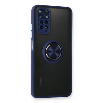 Xiaomi Redmi Note 11 Kılıf Montreal Yüzüklü Silikon Kapak - Lacivert