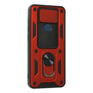 Xiaomi Redmi Note 9 Kılıf Pars Lens Yüzüklü Silikon - Kırmızı
