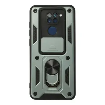 Xiaomi Redmi Note 9 Kılıf Pars Lens Yüzüklü Silikon - Yeşil