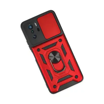 Xiaomi Poco X3 Gt Kılıf Pars Lens Yüzüklü Silikon - Kırmızı